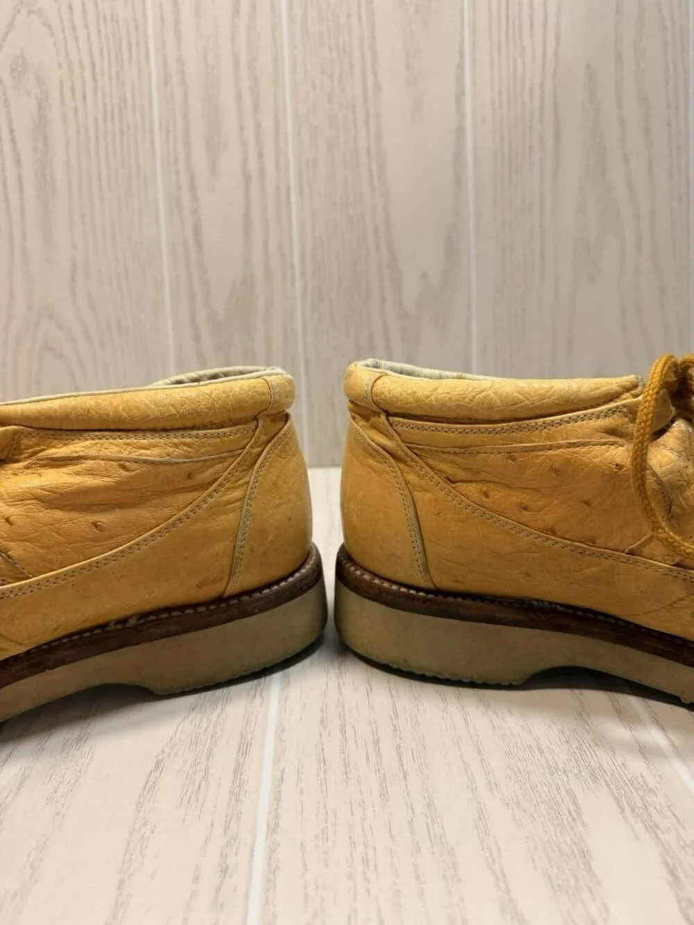 Men's Bilbo Comfort Tan Shoes Loafer Ostrich Leather US Size 9 Boots